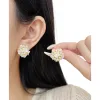 Pearl flower stud earrings, a fashionable and light luxury design, are exquisite and versatile for women Item Picture
